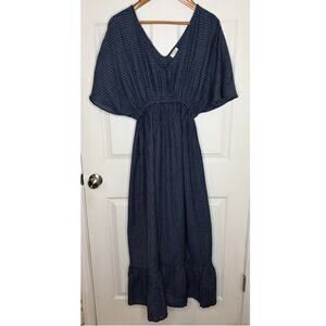 World Market Women's Large / XL Dress Maxi V Neck Kimono Sleeves Kaftan